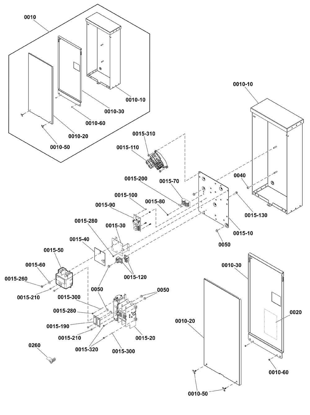 Transfer Switch - Hingeless Enclosure Diagram and Parts List for 071273-00  Briggs and Stratton Generator
